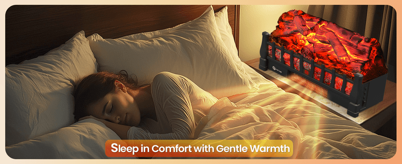 Electric Fireplace Logs Inserts Heater with Infrared Remote Controller 5 Flame Brightness 24 H Timer Overheating Protection for Home and Office Decor Black