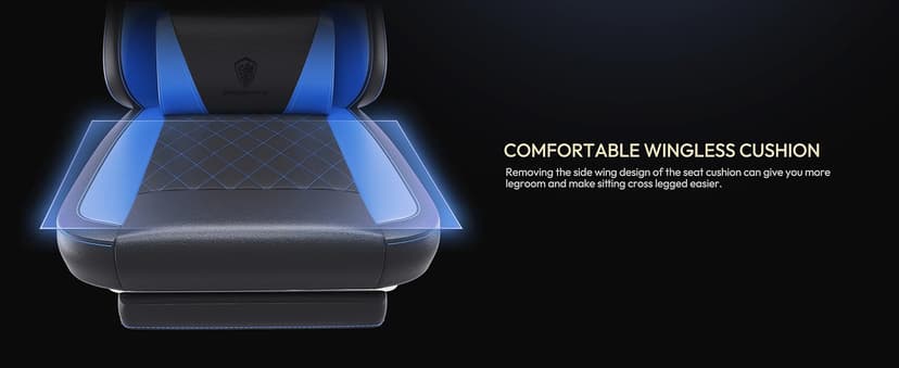 Dowinx Gaming Chair with Pocket Spring Cushion, Ergonomic Computer Chair with Massage Lumbar and Footrest for Adults, High Back Game Chair Leather for Office Gaming 300LBS, Blue New