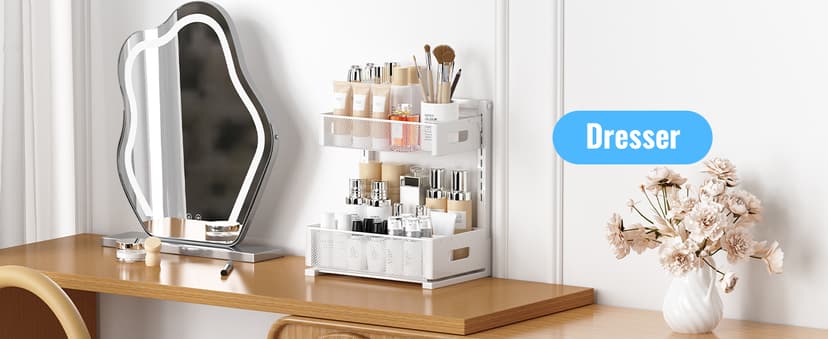 Pull-out Under Kitchen Sink Organizer, Metal Functional Under Sink Organizer, Height Adjustable Under Bathroom Sink Organizer, Under Sink Storage for Kitchen Bathroom Cabinet (White)