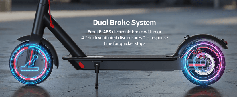 Electric Scooter for Adults- 10.4Ah Battery 350W(500W Peak) Motor, ≥19MPH & 25 Miles Long Range, 8.5'' Solid Tires Foldable with Dual Brake, Lightweight Portable Commuter E Scooter for Urban Travel