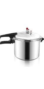 16 Quart Pressure Cooker, 10 Psi Induction Compatible Pressure Canner w/Stainless Steel Honeycomb Base, Heavy Gauge Aluminum, Quality Steamer Rack Included