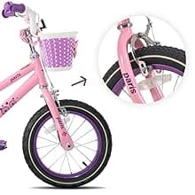 JOYSTAR Paris Girls Bike for Ages 3-8 Years Old, 14 16 18 Inch Kids Bike with Training Wheels, Basket and Handbrake, Multiple Colors