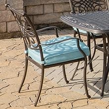 Hanover Traditions Set with 6 Swivel Rocker Chairs, Tan Cushions and Large 38"x72" Dining Table, Outdoor Dining Set for 6