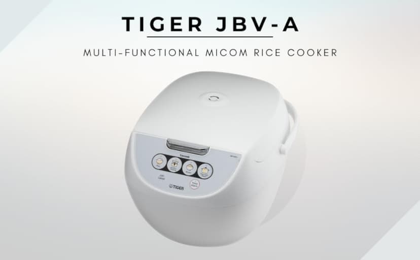 Tiger JBV-A10U 5.5-Cup (Uncooked) Micom Rice Cooker and Warmer with Tacook Food Steamer Cooking Tray Technology, White