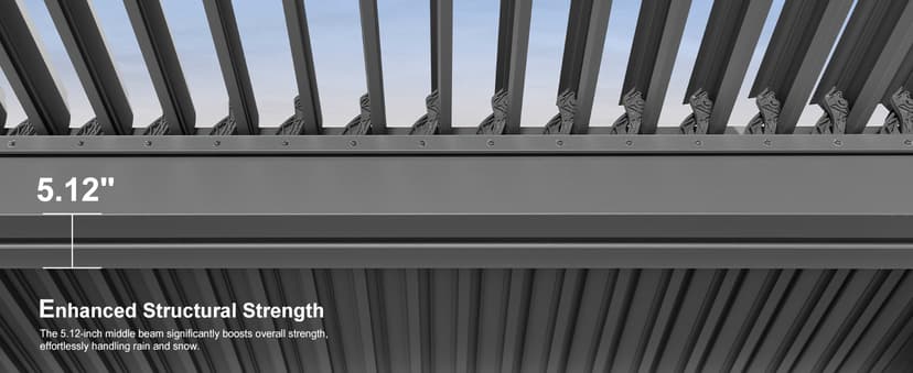 PURPLE LEAF Louvered Pergola 10' x 13' Outdoor Retractable Modern Hardtop Full Aluminum Pergola with Adjustable Rainproof Roof and 36 Clear LED String Lights for Patio Deck Backyard Slate Grey