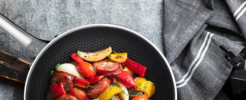 Wok, 13 Inch Hybrid Woks & Stir-fry Pans Nonstick, Non Toxic Stainless Steel Wok Pan with Lid, Dishwasher Induction Oven Broiler Safe, PFOA Free Cookware Non Stick