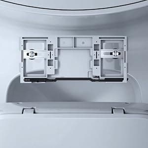 ALPHA BIDET iX Pure Bidet Toilet Seat in Elongated White | Ultra Low Profile | Endless Warm Water | Arced Stainless Steel Nozzle | Blue LED Nightlight | Dryer