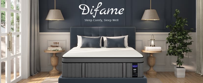 DIFAME King Size Mattress 14 Inch, Gel Memory Foam Hybrid Firm King Bed Mattress in a Box with Independent Pocket Spring, Pressure & Back Pain Relief, Edge Support, 100-Night Trial, CertiPUR-US