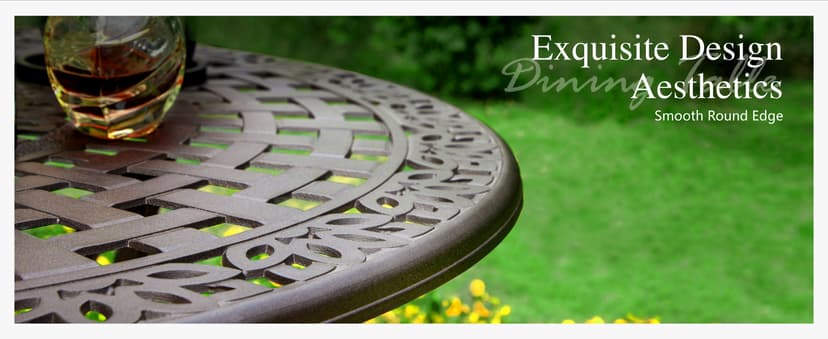 Sophia & William 7 Pieces Cast Aluminium Patio Dining Furniture Set for 6, Powder-Coating Outdoor Dining Chairs and Round Table with 2.2" Umbrella Hole for Porch Backyard Deck, Bronze