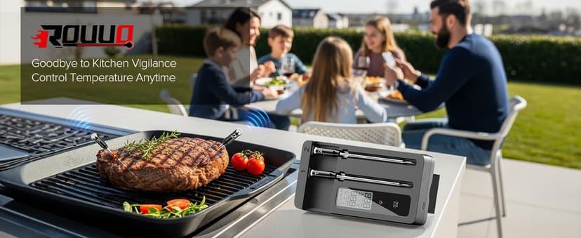 Smart Wireless Meat Thermometer with Dual Probes, Bluetooth & WiFi Combo, High Precision & Fast Response for BBQ, Grill, Smoker, Oven, Air Fryer