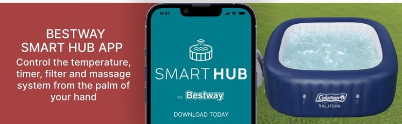 Bestway Coleman Hawaii AirJet Inflatable Hot Tub with EnergySense Cover, Blue + Bestway SaluSpa Spa Seat (4 Pack) + Bestway SaluSpa Pillows (2 Pack)