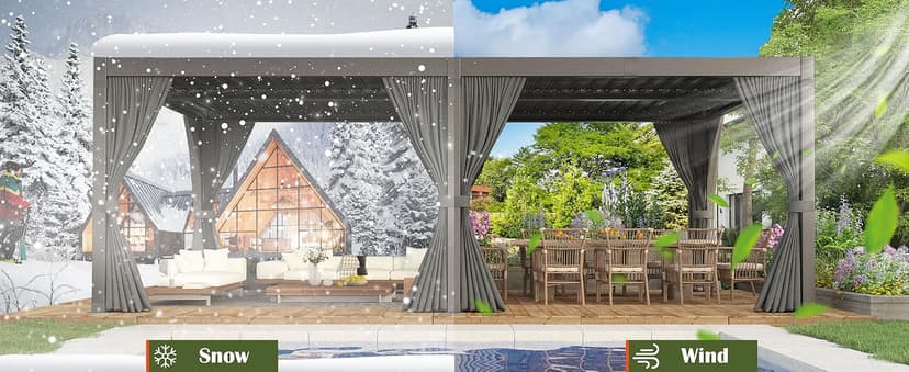 Aluminum 10x20 FT Louvered Pergola, Outdoor Pergola with Adjustable Louvered Roof Outdoor Patio Shade Cover, Waterproof & Rustproof Aluminum Gazebo for Backyard and Garden, Gray