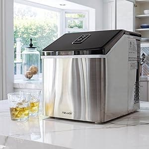 Newair Silver Countertop Ice Maker Machine, Compact Automatic Ice Maker, Cubes Ready in Under 15 Minutes, Portable Ice Cube Maker, Perfect for Home/Kitchen/Office/Bar