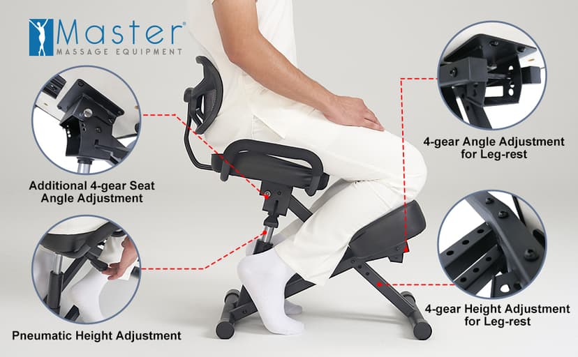 Master Massage Ergonomic Kneeling Chair with Back Support for Office -Posture Chair with Angled Seat and Backrest for Home and Office-Posture Correction Stool-Improve Your Posture