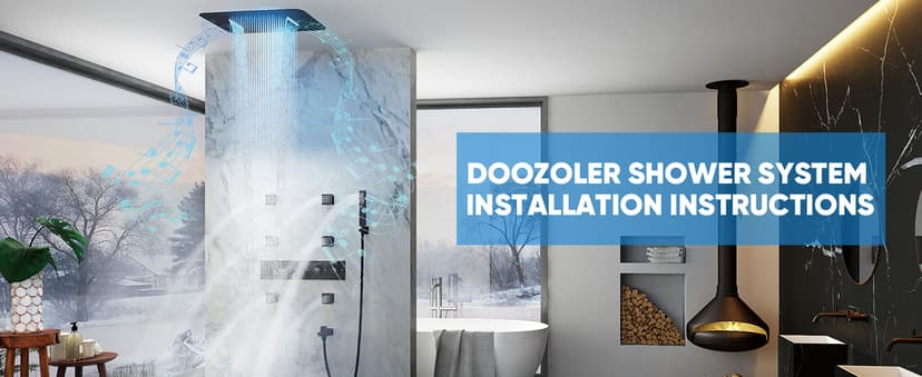 23" Full Body Thermostatic Shower System with Body Jets, Luxury LED Music Rainfall Waterfall Shower Jets System In Wall, Smart Ceiling Mount Multi Function Rain Shower Faucet Set