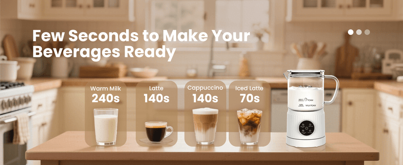 4-in-1 Milk Frother, Electric Milk Frother and Steamer with LED Touch Screen, Non-stick Bottom, Milk Warmer 13.52oz for Lattes, Cappuccinos, and Macchiatos at Home, White