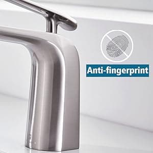 TOCALOCA 1 Handle Bathroom Faucet Brushed Nickel Sink Faucet, One Hole Bathroom Sink Faucet Modern Basin Mixer Taps, Premium Brass Vanity Faucet with Water Supply Hose