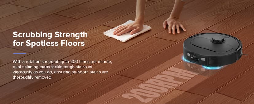 roborock Qrevo S Robot Vacuum and Mop, Self-Drying, Auto Mop Washing, 7000Pa Suction, Self-Emptying & Refilling, 10mm Auto Lifting, 200RPM Spinning Mops, Smart Obstacle Avoidance, Black