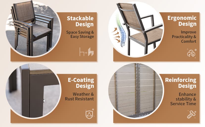 Devoko Patio Dining Table for 6 Outdoor Patio Table 59" x 35" Weather-Resistant Rectangular Table for Deck, Garden, Backyard