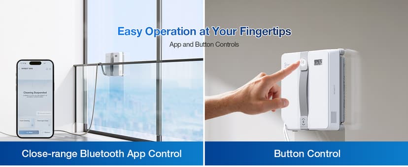 ECOVACS WINBOT Mini Window Cleaning Robot - Compact Design, Dual Nozzles with Ultrasonic Spray, 9-Stage Protection System, Intelligent Path Planning, 3 Cleaning Modes, Anti-Slipping System
