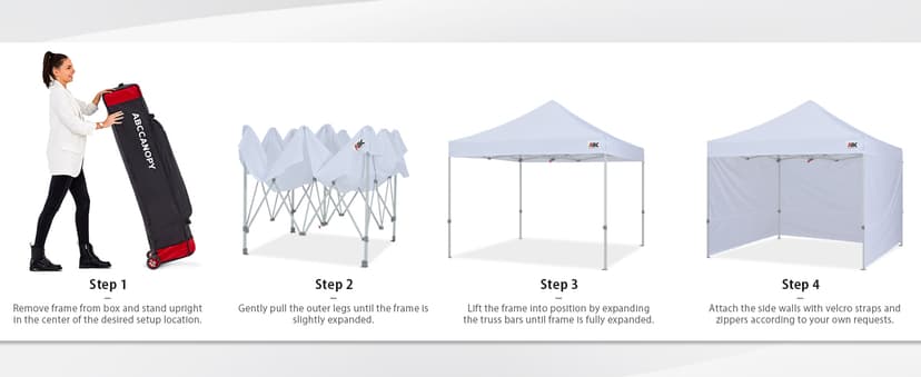 ABCCANOPY Easy Pop Up Canopy Tent with Sidewalls 10x10 Commercial -Series, White
