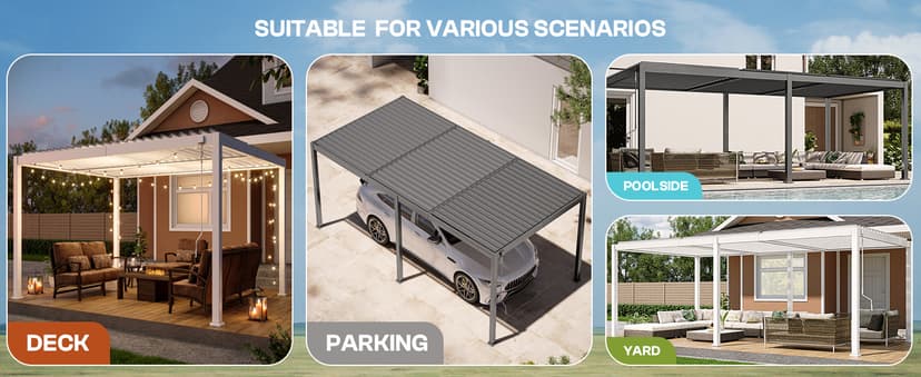 Louvered Pergola, 10 x 13 Aluminum Pergola, Outdoor Modern Design with Adjustable Roof and Hidden Drainage System, Durable for Gardens, Patios, Garden Yard, Deck (Dark Gray, 10x13)