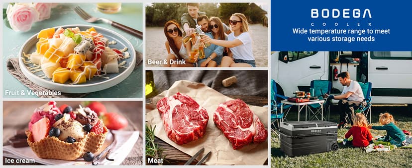 BODEGACOOLER 12 Volt Car Refrigerator, RV Car Fridge Dual Zone APP Control, Portable Freezer,121 Quart (115L) -4℉-68℉ RV Electric Compressor Cooler 12/24V DC &100-240V AC for Outdoor, Camping, Travel