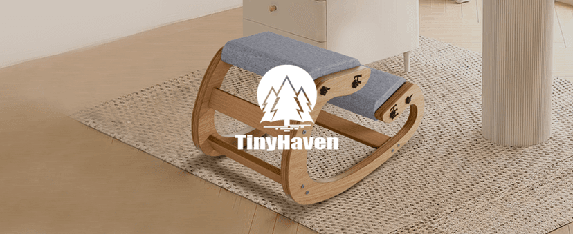 Ergonomic Kneeling Chair with Wooden Frame - Adjustable Height Office Chair with Soft Padding for Back Pain Relief, Posture Correcting Home & Office Desk Chair