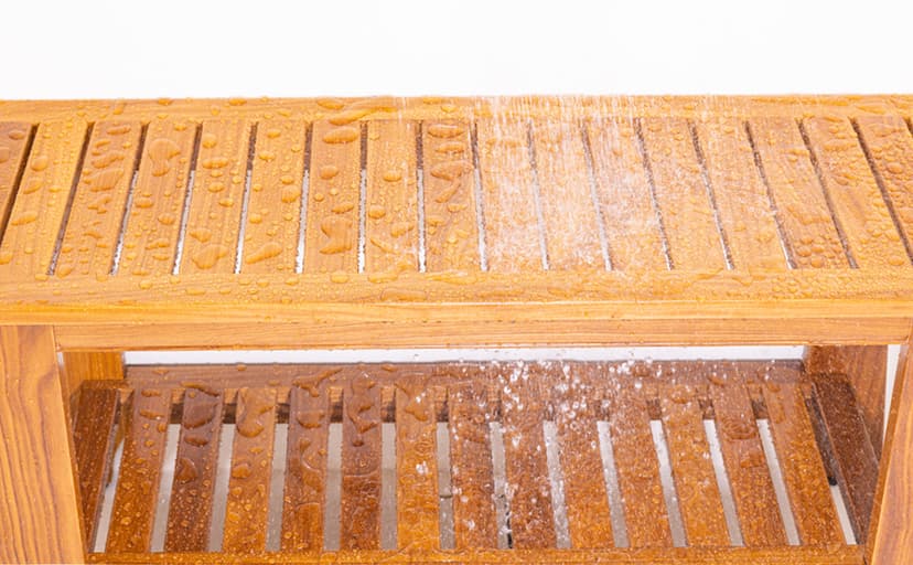 NNN 24" Commercial Teak Shower Bench - 8 Non-Slip Leveling Feet & 350 lbs Capacity | Rock-Solid Stability for Seniors & Spa Safety | Waterproof Design for Saunas/Outdoor Pools (Patented)