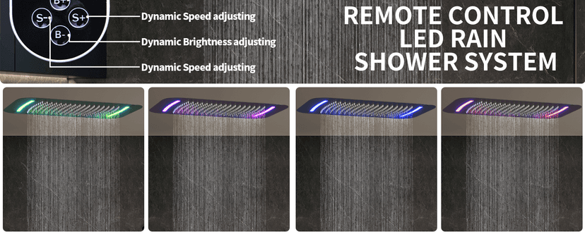 Matte Black Dual Shower Heads Shower System with 26"X16" LED Rainfall Shower Head and 8" Side Showerhead,Digital Display Shower Faucet Set with 6 PCS Body Jets and Handheld Spray