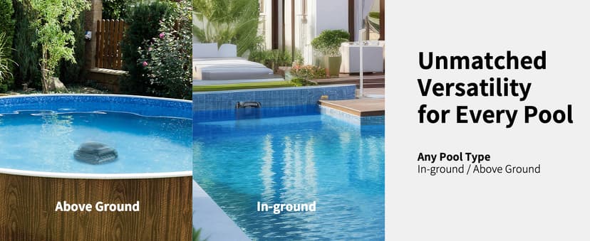 Beatbot AquaSense Cordless Robotic Pool Vacuum Cleaner - Intelligent Path Opimization, Cleans Floor, Walls, and Waterline - Suitable for Above & In-Ground Pools up to 2,260 sq.ft, Light Gray