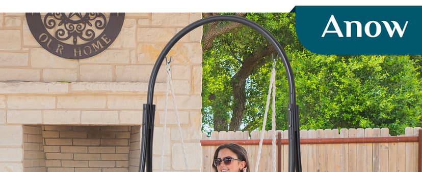 ANOW Adjustable Hammock Chair Swing Stand Only, Heavy Duty Hanging Chair Stand with Safety Hooks for Indoors Outdoors, Max 400 Lbs, Plus Size Version, Black