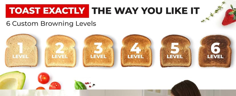 Mueller UltraToast Full Stainless Steel Toaster 2 Slice, Long Extra-Wide Slots with Removable Tray, Cancel/Defrost/Reheat Functions, 6 Browning Levels with LED Display, Housewarming Gifts New Home