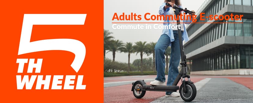 5TH Wheel V40 PRO Electric Scooters, 48V 800W Peak Motor & 20 MPH, 24.9 Miles Range, 10" Solid Tires, Front-N-Rear Suspension and Ambient Light, Folding Sport Scooters with Dual Brake System and APP