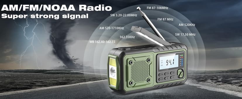 Crank Emergency Radio, Weather Radios5000mAh, Solar Radios with Hand Crank Emergencies, NOAA/AM/FM Weather Alert Radio, SOS Alarm,Flashlight & Reading Lamp, for Indoor Outdoor Survival