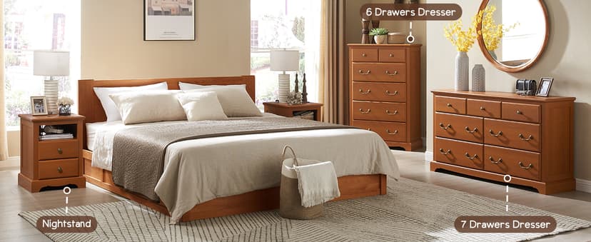 T4TREAM Nightstand with Charging Station, 18 Inch Vintage End Table with 2 Drawers for Living Room, Wood Rustic Sofa Side Table with Open Storage Shelf for Bedroom, Espresso