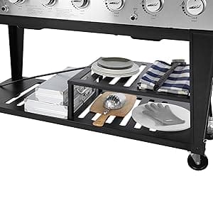 Royal Gourmet 8-Burner Gas Grill, 104,000 BTU Liquid Propane Grill, Independently Controlled Dual Systems, Outdoor Party or Backyard BBQ, Black