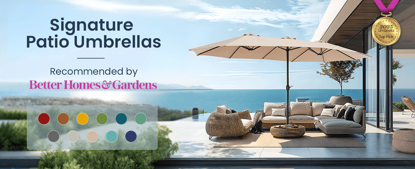 PHI VILLA 15ft Large Patio Umbrellas with Base Included, Outdoor Double-Sided Rectangle Market Umbrella with Stand, Outside Umbrellas for Poolside Lawn Backyard, Beige