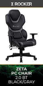 X Rocker Sigma PC Computer Gaming Office Desk Chair, with Headrest RGB LED Lights, Adjustable Seat and Armrest, 0780401, 24.41" x 49.8" x 20.87", Black