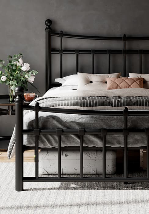 Feonase Full Size Metal Bed Frame, Heavy-Duty Platform Bed Frame with Linen Upholstered Headboard, 12" Storage Space, Steel Slats Support, No Box Spring Needed, Gray