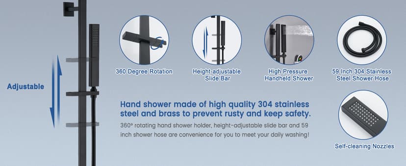 MONDAWE 28 Inch Flush-Mounted Thermostatic Shower System in Matte Black, 64 Colors LED and Bluetooth Control Music Rainfall Shower Head, Handheld Spray and Body Jets, High Pressure Shower Faucet Set