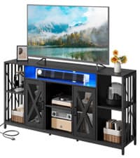 YITAHOME TV Stands for Living Room, Modern TV Stand for 65/70 inch TV, LED TV Entertainment Center with Storage & Power Outlets, TV Console Cabinet, Black