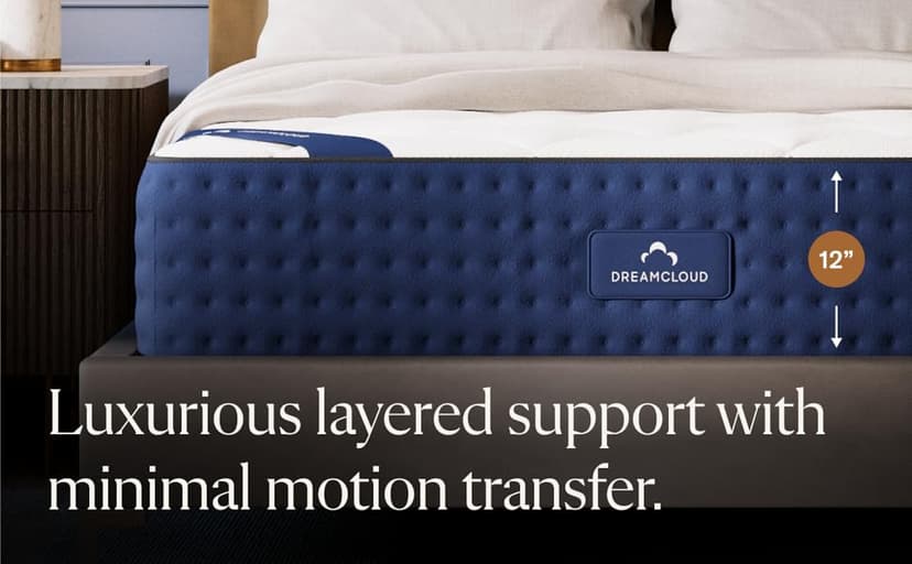 DreamCloud 12" Queen Mattress - Luxury Hybrid Gel Memory Foam - 365 Night Trial - Premium Pressure-Relieving Layers - Forever Warranty - Mattress in a Box - CertiPUR-US Certified