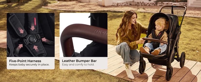 Momcozy ChangeGo Baby Stroller, Convertible Single-to-Double-to-Wagon Stroller with 23 Configurations, Bassinet, Seat Included, Large PU Wheels, All-Wheel Suspension & Extendable UPF50+ Canopy