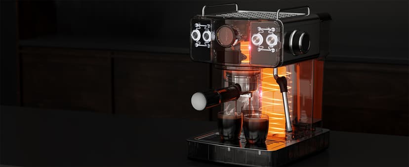 Espresso Machine 20 Bar, Milk Frother Steam Wand, 60oz (1.8 Liters) Water Tank, 1350W for Home Barista Espresso Latte Macchiato and Cappuccino Maker