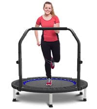 HYD-Parts 40" 48" Mini Trampoline for Adults and Kids Exercise Rebounder with Adjustable Bar Fitness Trampoline Indoor Max Load 330 440lbs