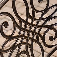 Hanover Traditions Set with 6 Swivel Rocker Chairs, Tan Cushions and Large 38"x72" Dining Table, Outdoor Dining Set for 6