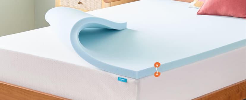 LINENSPA Memory Foam Mattress Topper - 3 Inch Gel Infused Memory Foam - Plush Feel - Cooling and Pressure Relieving - CertiPUR Certified - Dorm Room Essentials - Queen Size