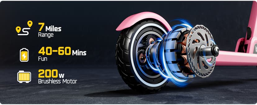 FanttikRide T9 Electric Scooter for Kids 4.3-5.6 ft, 7/10/12 MPH, LED Battery Level, Height Adjustable and Foldable, Electric Scooter for Kids, 200W Motor, Up to 40 mins