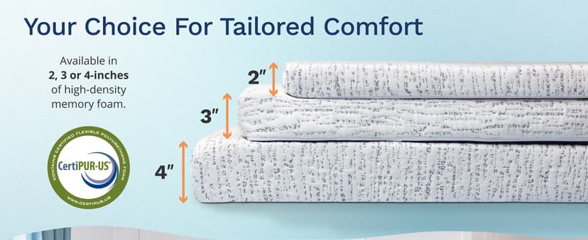 ViscoSoft 3 Inch Memory Foam Mattress Topper Twin XL - Select High Density Ventilated Extra Long Mattress Pad - Premium Removable Rayon Cover